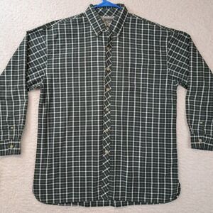 US Expedition Plaid Button Down Casual Shirt Mens XL Green L/ SLV Cotton Pocket